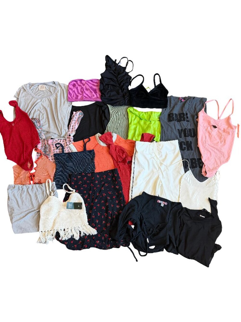 22 Piece Crop Top T-Shirt Bodysuit Dress Skirt Shorts Lot Trendy Y2K Size XS